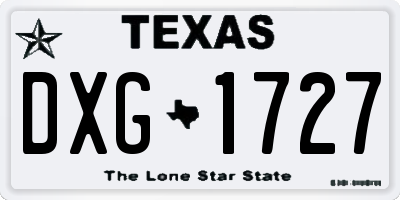 TX license plate DXG1727