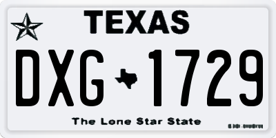TX license plate DXG1729