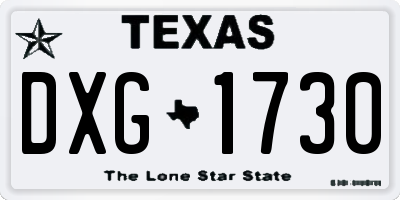 TX license plate DXG1730