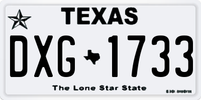TX license plate DXG1733
