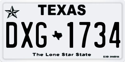 TX license plate DXG1734