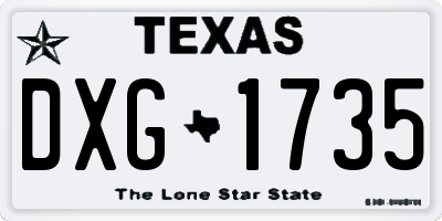 TX license plate DXG1735
