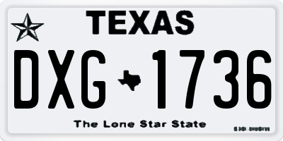 TX license plate DXG1736