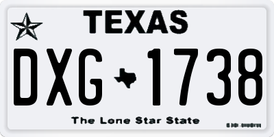 TX license plate DXG1738