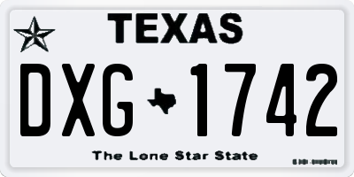 TX license plate DXG1742