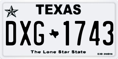 TX license plate DXG1743