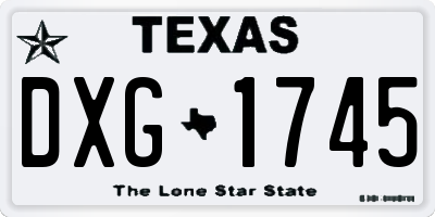 TX license plate DXG1745