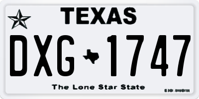 TX license plate DXG1747