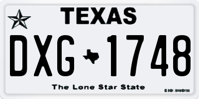 TX license plate DXG1748