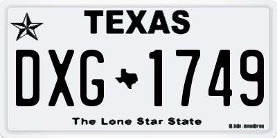 TX license plate DXG1749