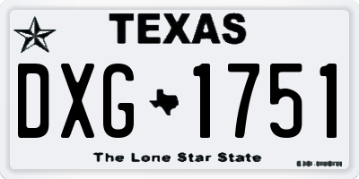 TX license plate DXG1751
