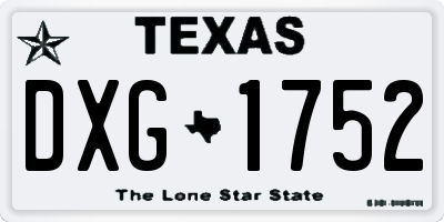 TX license plate DXG1752