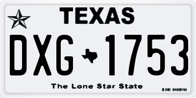 TX license plate DXG1753