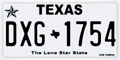 TX license plate DXG1754