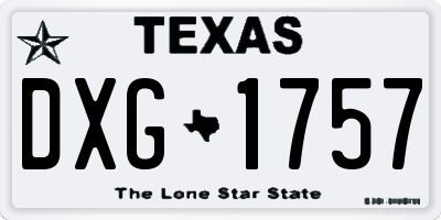 TX license plate DXG1757