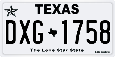 TX license plate DXG1758