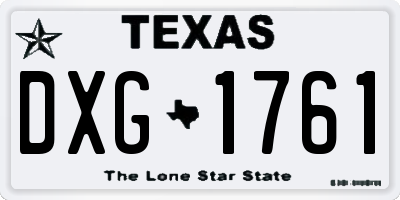 TX license plate DXG1761