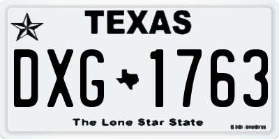 TX license plate DXG1763