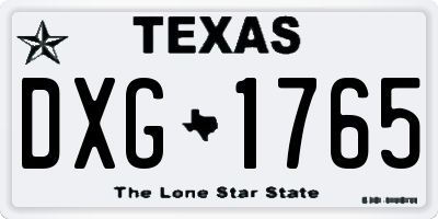 TX license plate DXG1765