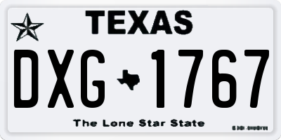 TX license plate DXG1767