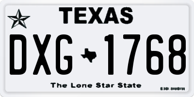 TX license plate DXG1768