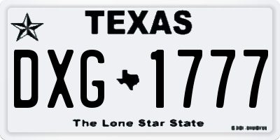 TX license plate DXG1777