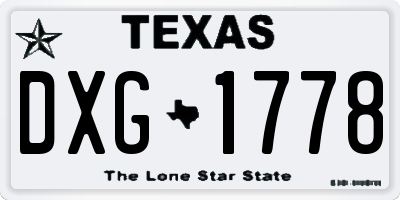 TX license plate DXG1778