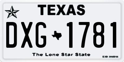 TX license plate DXG1781
