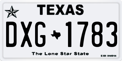 TX license plate DXG1783