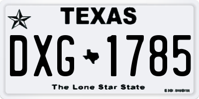 TX license plate DXG1785