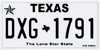 TX license plate DXG1791