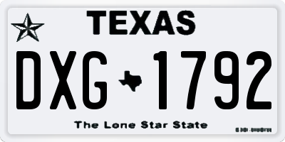 TX license plate DXG1792