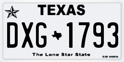 TX license plate DXG1793