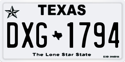 TX license plate DXG1794