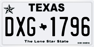 TX license plate DXG1796