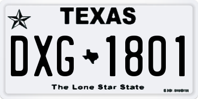 TX license plate DXG1801