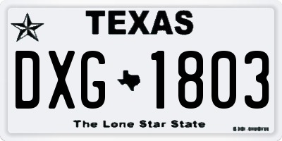 TX license plate DXG1803