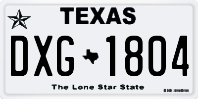 TX license plate DXG1804
