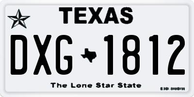 TX license plate DXG1812