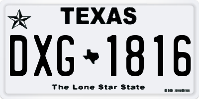 TX license plate DXG1816