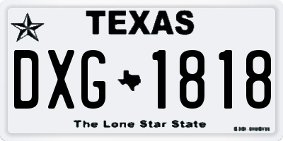 TX license plate DXG1818