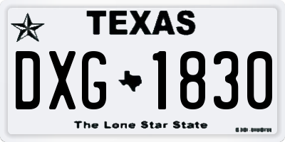 TX license plate DXG1830