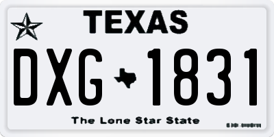 TX license plate DXG1831