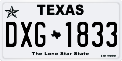 TX license plate DXG1833