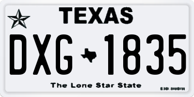TX license plate DXG1835