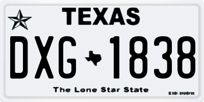 TX license plate DXG1838