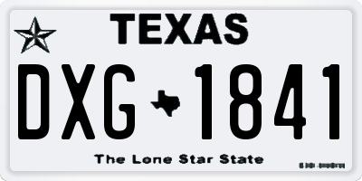 TX license plate DXG1841