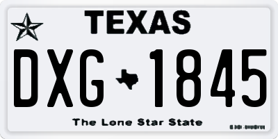 TX license plate DXG1845