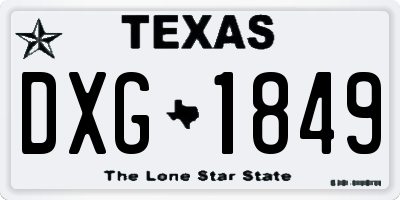 TX license plate DXG1849