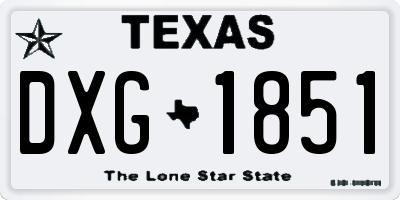 TX license plate DXG1851